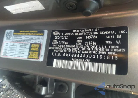 2013 Kia Optima Sx z USA, uszkodzony, nr VIN 5XXGR4A6XDG161815